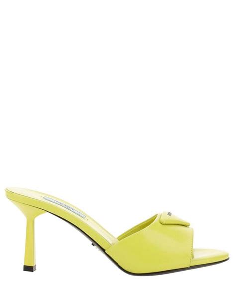 prada yellow crystal sandals|prada heeled sandals.